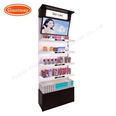 China Cosmetics Store Metal Floor Display Racks Floor Standing Stable Structure for sale