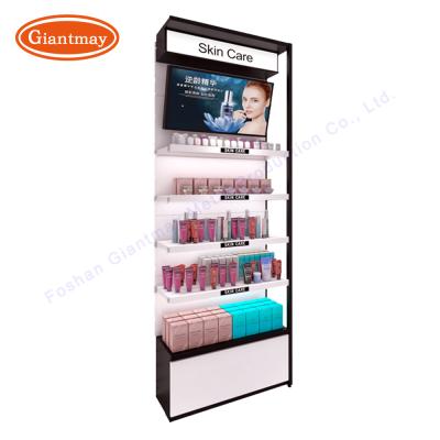 China W930*D330*H2430mm Metal Makeup Store Display Powder Coated With Cabinet for sale