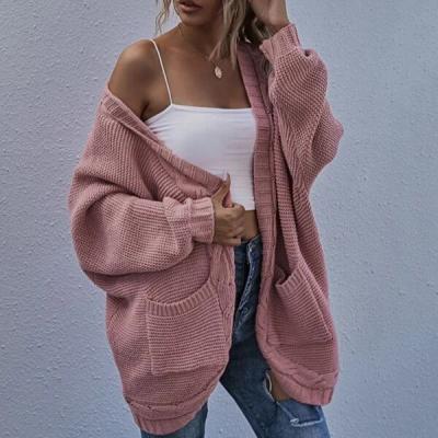 China Double Pocket Anti-Pilling Batwing Sleeve Women's Front Cardigan Sweaters Cardigan Women's Sweaters for sale