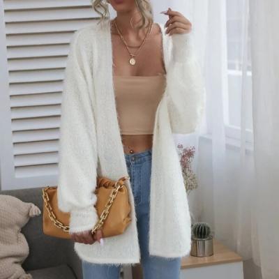 China Fuzzy Open Front Drop Shoulder Anti-pilling Women's Cardigan Women's Sweaters Cardigan for sale