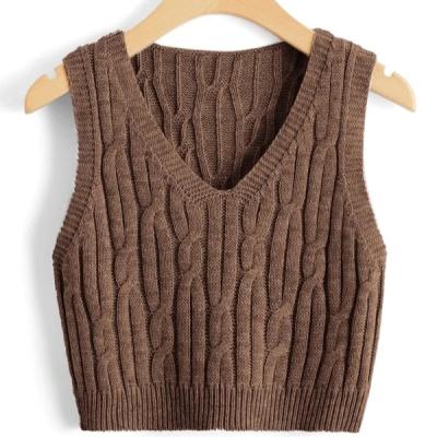 China New Fashion Color Vest Sweater Sleeveless Pure Breathable Women Knit V-Neck Sweater Vest Sweater for sale