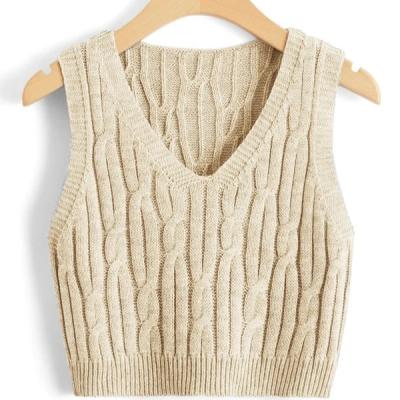 China Wholesale Breathable Sleeveless Knitted Sweater Custom Knitted Sweater Women Tops Vest for sale