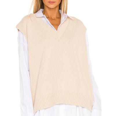 China Anti-Wrinkle Women's Sweater Oversized Vest Casual Knitted Vest Knit Sweater Sweater Designs For Women for sale