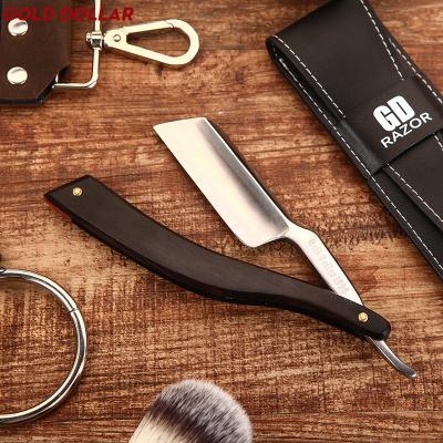 China Single Blade Cutting Throat Shaving Safty Wooden Razors Carbon Steel Straight Razor German Throat Barber Sharpen Straight Razor Shave for sale