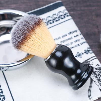 China Shaving Brush Black and White Barber Wholesale Synthetic Shaving Brushes Resin Tip Marble Color Handle for sale