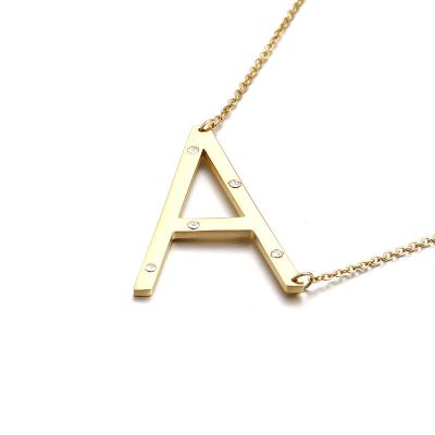 China New Amazon Alphabet Zircon Stainless Steel Environmental Friendly Necklace for sale