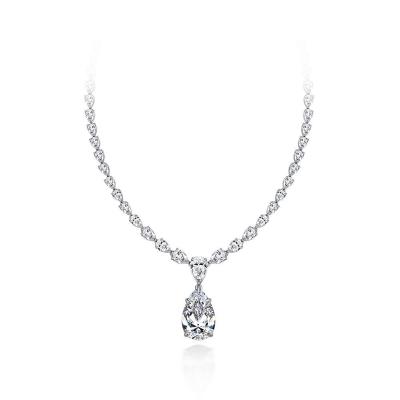 China Environmental Friendly Zircon Drop S925 Sterling Silver Luxury Large Silver Pendant Necklace for sale