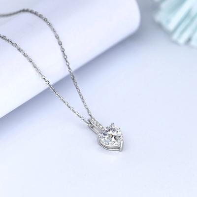 China Environmentally Friendly Simple Silver Heart Necklace S925 Zircon Clavicle Heart Shaped Chain for sale