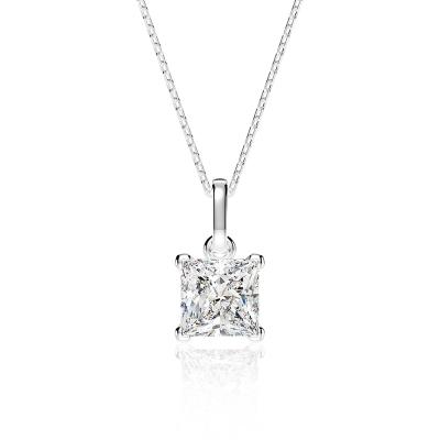 China Environmentally Friendly 925 Silver Transparent Square Cubic Zirconia Lady Pendant Necklace for sale