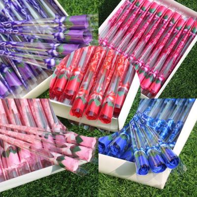 China Valentine's Day Handmade Gift Artificial Flower Soap Long Rose Flowers For Girl Lady for sale