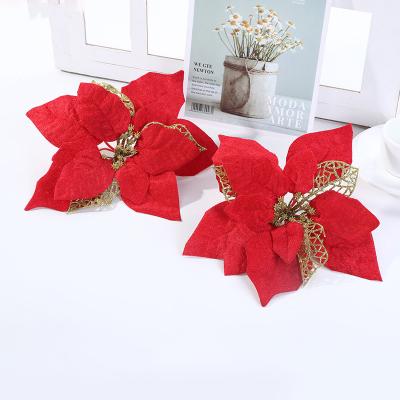 China Factory Wholesale Eco-friendly Christmas Tree Ornaments Decorations Glitter Artificial Christmas Flowers for sale