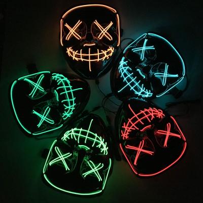 China Eco-Friendly Cool Funny Horror Halloween Face Cover Full Face Party Halloween LED Glowing Mask for sale