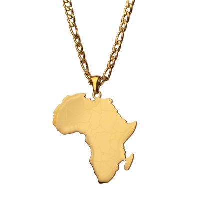 China Fashion Factory Price Direct Stainless Steel Pvd Gold Plated Africa Map Necklace For Sale for sale