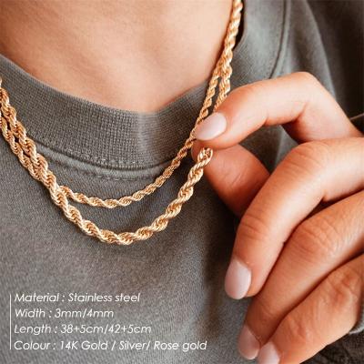 China TRENDY Stainless Steel Link Chain Rope Chain Necklace For Women Fashion Hip Hop Jewelry for sale