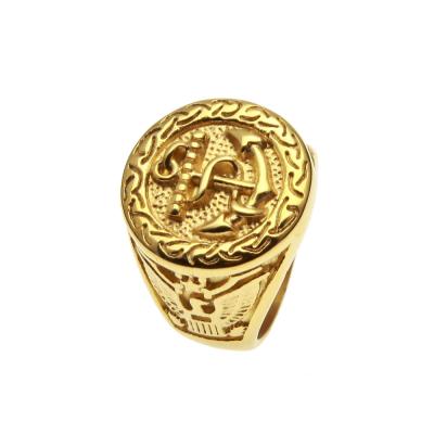 China Cool New Fashion Anchor Ring Stainless Steel Gold Ring Anchor Man Ring Nickel Free for sale