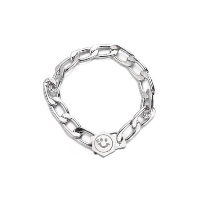 China FASHIONABLE Wholesale Hip Hop 316 Stainless Steel Bangle Smile Bangle Can Custom For Couples for sale