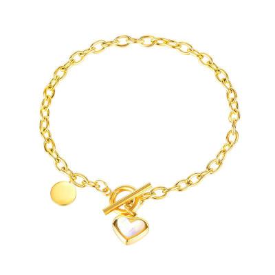 China Fashion Design Love Fashion Simple Shell Bracelet Special Heart OT Loop Stainless Steel Bracelet For Women for sale