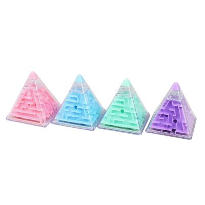 China DIY TOY Kids Puzzle Games Brain Riddles Relaxing 3d Toy Pyramid Shape Maze Cube Puzzle for sale