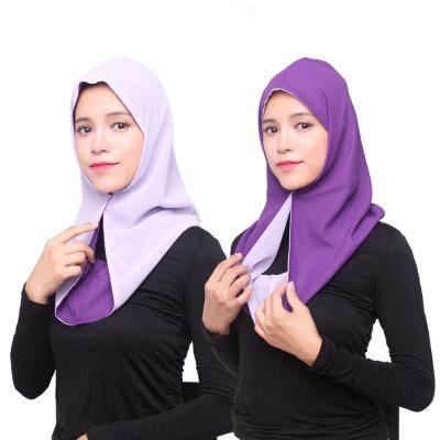 China Hot Selling Soft Touch Chiffon Fashion One Feeling One Head Colors Both Covers Hijab Headscarf For Muslim Women for sale