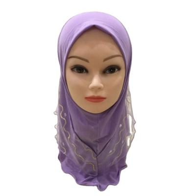 China Malaysian Scarf Worship Scarf Beautiful ITY Little Girl ITY Patchwork Grenadine Turban Hijab Hat for sale