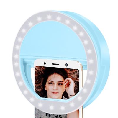 China Creative Mini Round Dimmable USB Mobile Phone Portable Universal Rechargeable Beauty Selfie Photography Led Ring Fill Light for sale