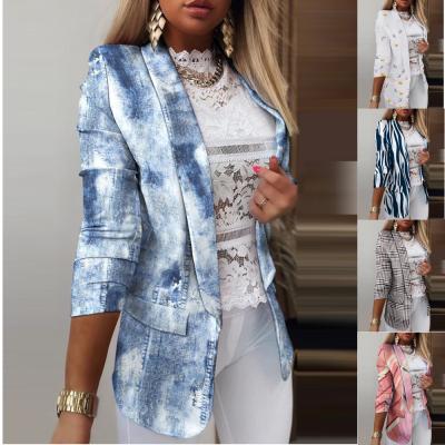 China Anti-wrinkle fashion printed plus size female blazer suits elegant women's suit blazer for professional business women for sale