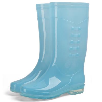 China 2022 Fashion Trend PVC Rain Boots Women High Quality Women's Colorful Pink Blue Blue Plastic Transparent PVC Rain Boots for sale