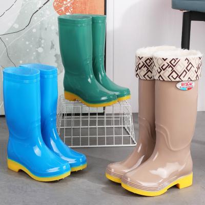 China Fashion Trend Thigh Rain Boot PVC Knee Length Waterproof Plastic Blue Rain Boots High New 2022 Lightweight Shoes For Women Men for sale