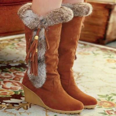 China Factory Price Women's Thigh High Snow Boots Fashion Trend Long Boots Warm Fur Ladies For Women With High Heels for sale