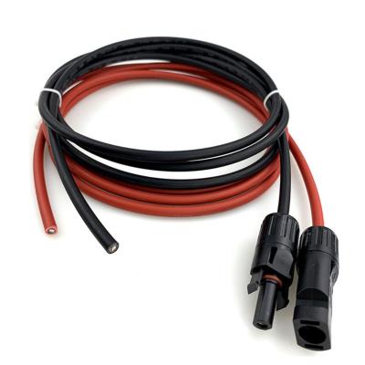 China Copper cn  1 Pair MC4 Solar Panel Extension Cable Copper Wire Black and Red with solar Connector Solar PV Cable 6/4/2.5 mm2 10/12/14 AWG for sale