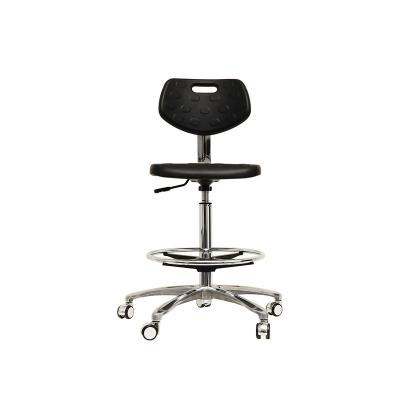 China High Quality Anti-Static Lab Furniture Hourseat Anti-Static Lab Chair Wheels Swivel Adjustable Black PU ESD Leather Lab Chair for sale