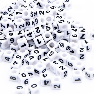 China Factory Price Beautiful Squares Wholesale 6mm Digital Plastic Letter Beads Cube Acrylic Alphabet Beads for sale