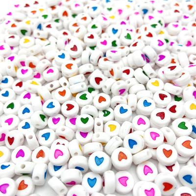 China Wholesale 4mm*7mm Beautiful Jewelry Making Coin Hearts Plastic Acrylic Alphabet Letter Beads for sale