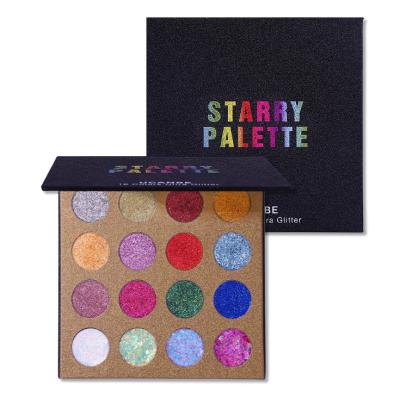 China New Large 16 Color Step Waterproof Pearl Glitter Shine Metallic Diamond Eyeshadow Palette for sale