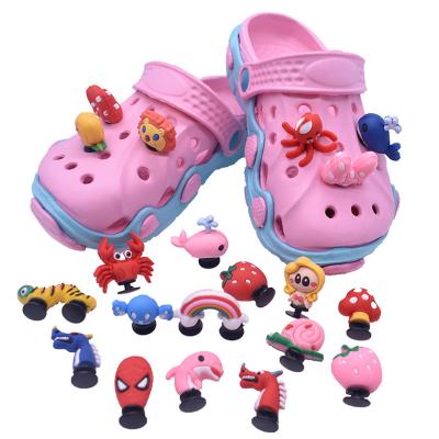 China Custom Wholesale Fashion Soft PVC Clog Rubber Flower Croc Charms Shoes Accessories for sale