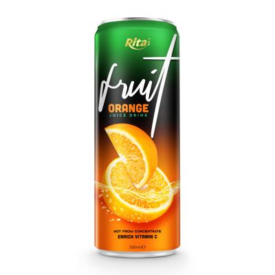 China Full Size 330ml Canned Natural Fruit Juice Brands Orange Juice Drink for sale