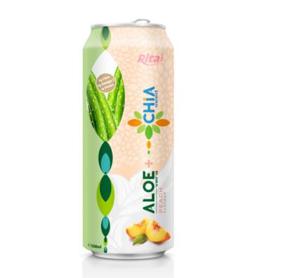 China Vietnam NFC Natural Fresh Peach Flavor 500ml Canned Aloe Vera With Chia Seed Drink for sale