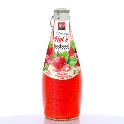 China Rita 290ml Glass Bottle Tropical Basil Seed Drink Strawberry Flavor 500containers/month good quality for sale