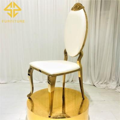 China Modern Luxury Design Plated Stainless Steel Gold Dining Chair For Event for sale