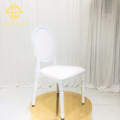 China SAWA Modern Luxury Round Plastic Chair Wedding Back White For Banquet Dining Event for sale