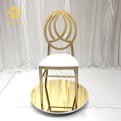 China Foshan Factory Contemporary And Durable Wholesale Metal Frame Wedding Cheap White Leather Gold Banquet Dining Chair for sale