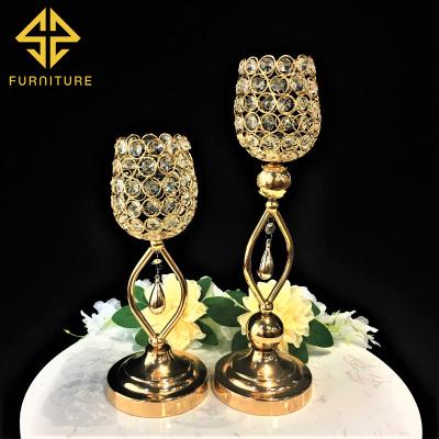 China Modern luxury SAWA furniture metal gold wedding candle holder for table centerpiece decoration supplies for sale