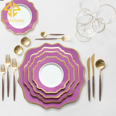 China Newest Sustainable Hot Selling Luxury Ceramic Dinner Plates Sets For Wedding Dinnerware for sale