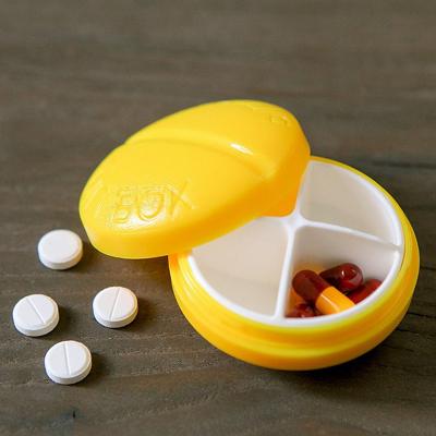 China Fashion Custom Round Mini Travel Pill Box 4 Compartments for sale