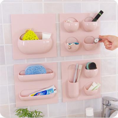 China Various Style Bathroom Kitchen Storage Wall Mounted Reusable Rack Paste Hanging Shelf Rack Manufacturer for sale