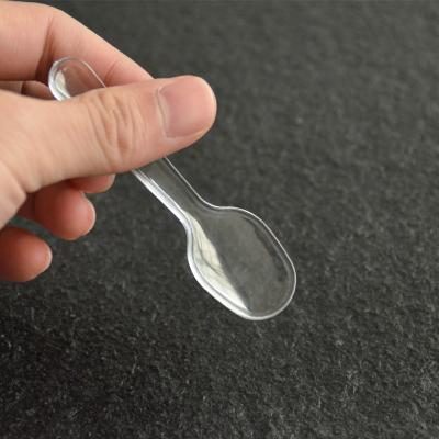 China 8.5cm Small Mini Viable Clear Tasting Scoop Ice Cream Spoon PS for sale