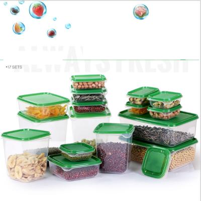 China Freshness Preservation 17pcs PP Kitchen Container Plastic Box Set Clear Plastic Storage Box With Lid/Home Container For Food Storage Fresh Sealing Box for sale