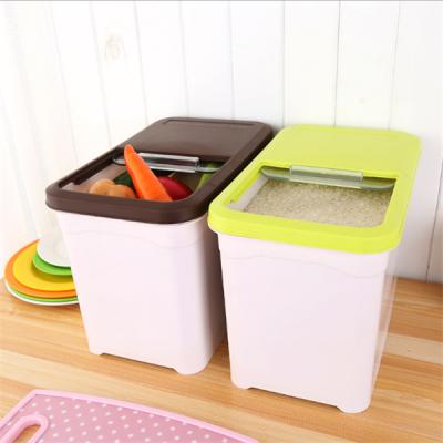 China Freshness Preservation Thicken Plastic Rice Storage Box With Lid Dry Food Dispenser Rice Dispenser Slide Cover 10kgs for sale