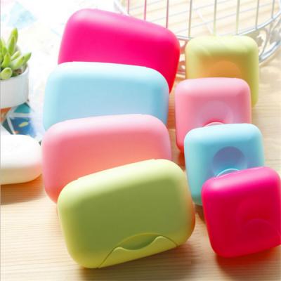 China Sustainable Portable Candy Colors Soap Holder Plastic With Gifts For Bathroom Home Travel for sale