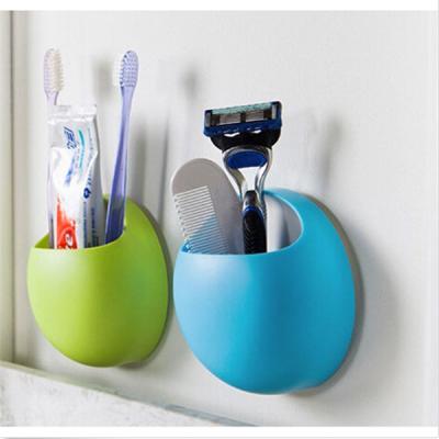 China Wall Mounted Toothbrush Holder Toothbrush Cups Holder Bathroom Sucker Accessories Organizer Wall Mounted Toothbrush Holder for sale